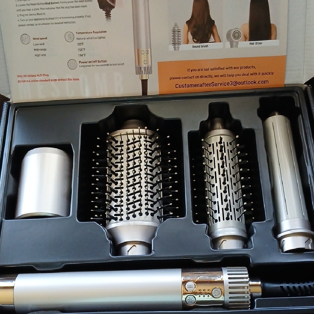 Silver Multi-Head Women’s Hot Air Styler Set - Versatile Hair Tool.    S